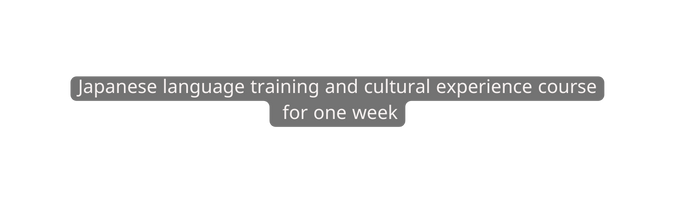 Japanese language training and cultural experience course for one week